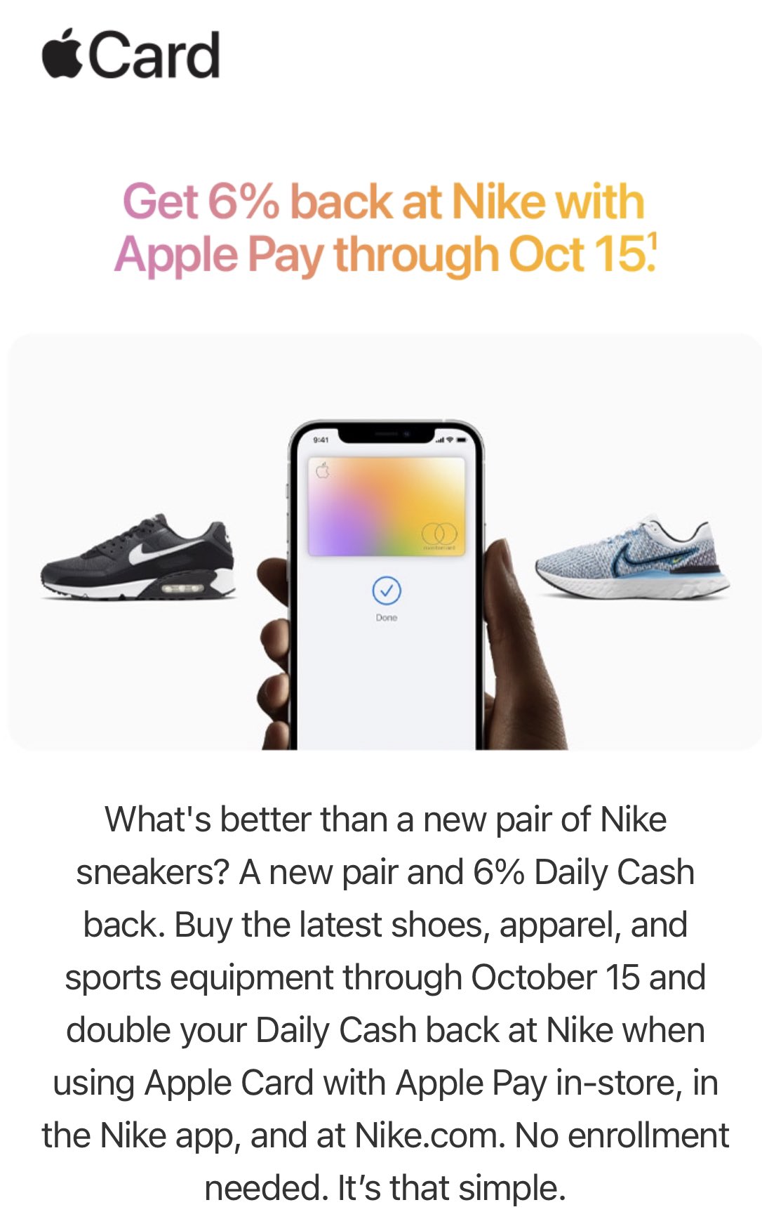 Diskon 6% Pembelian Nike Lewat Apple Card