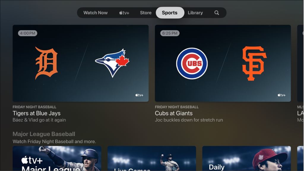 Live Activities for Sports Scores via Apple TV App
