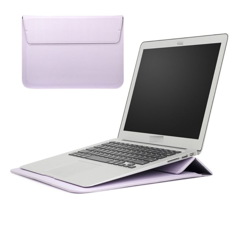 Laptop Leather Sleeve Case bag + Stand For Any Laptop macbook Pro Air laptop iPad tablet Cover - Gambar 11