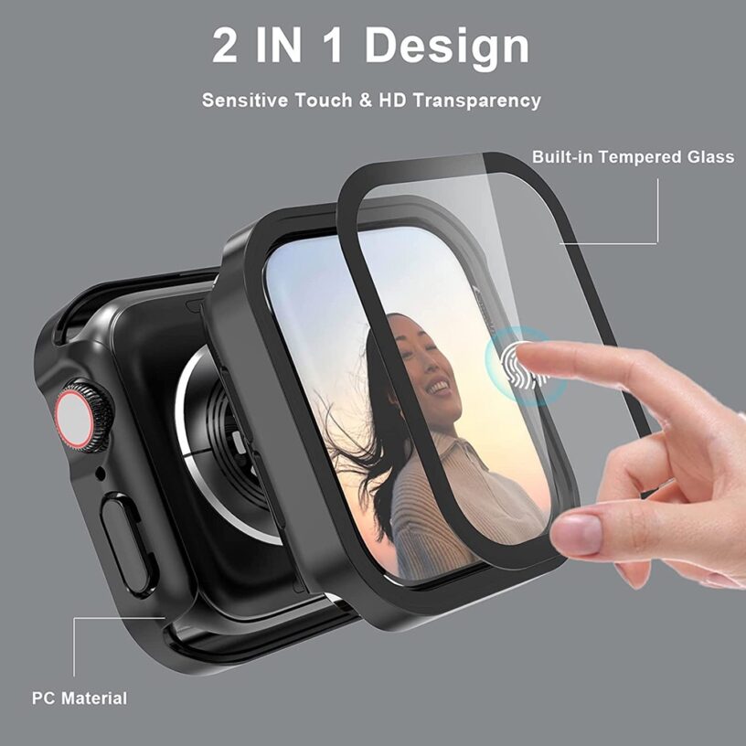 Waterproof Protective Case for Apple Watch Screen Protector 2in1 iWatch Full Frame Hard Case with Tempered Glass 41mm 45mm - Gambar 8