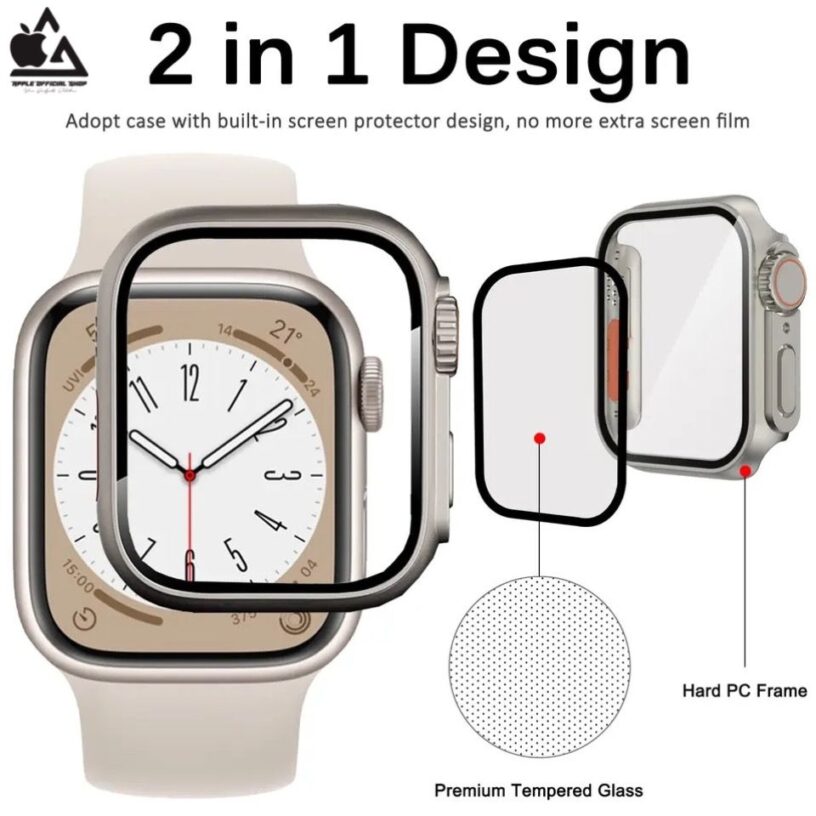 2in1 Case / Cover Apple Watch Model Ultra + Tempered Glass 40mm 41mm 44mm 45mm Series 1 2 3 4 5 6 7 8 9 SE 1 2 3 Cover Pelindung Apple Watch Model Apple Watch Ultra 49mm With Glass Kaca Film Pelindung Screen Guard Protector Layar Apple Watch iWatch Smart - Gambar 6