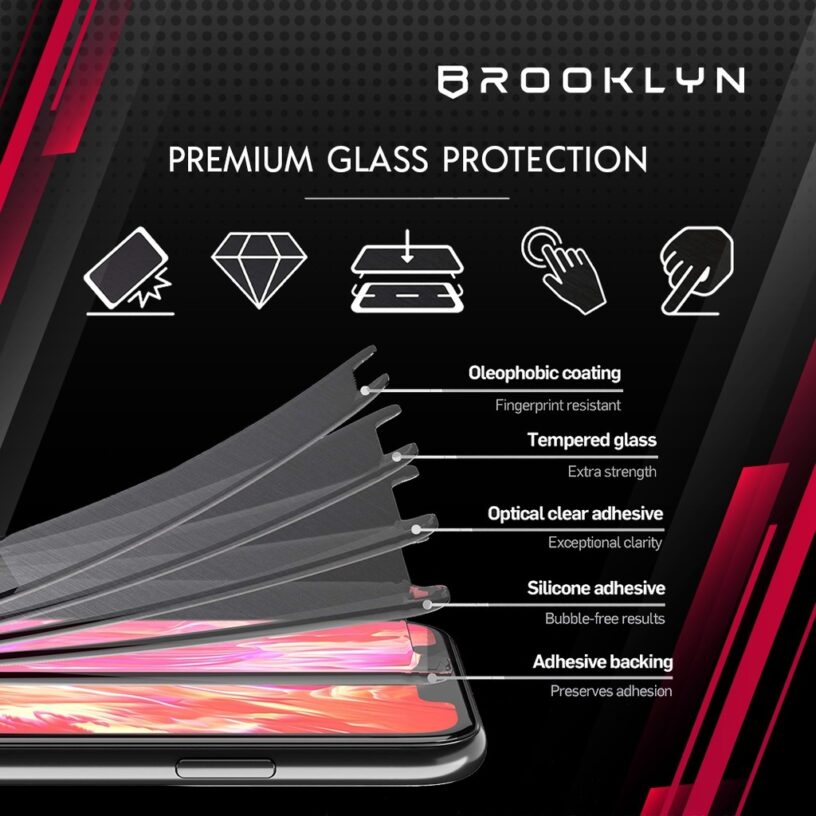 Brooklyn VER2 Tempered Glass iPhone 15/14/13/12/11/X XR XS MAX Mini Pro Max Full Cover Protection - Gambar 4