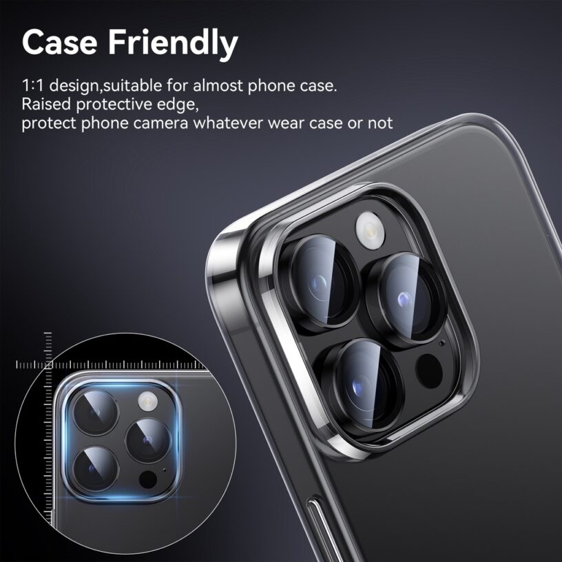 WSKEN for iPhone 15 Pro Max / 15 Pro / 14 Pro Max / 14 Pro / 13 Pro Max / 13 Pro Camera Lens Protector HD Tempered Glass Jatuh Cakupan Penuh Instalasi Mudah - Gambar 6