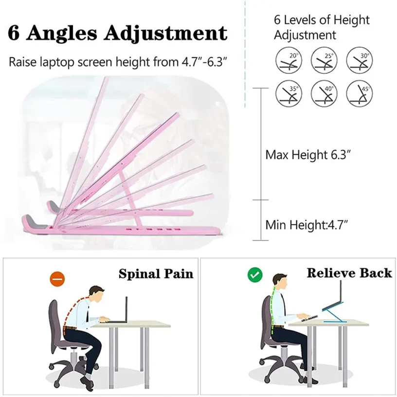 Foldable Laptop Stand Adjustable Support Base Notebook Stand for Macbook Pro Non-slip Riser Cooling Bracket for Laptop & Tablet - Gambar 5