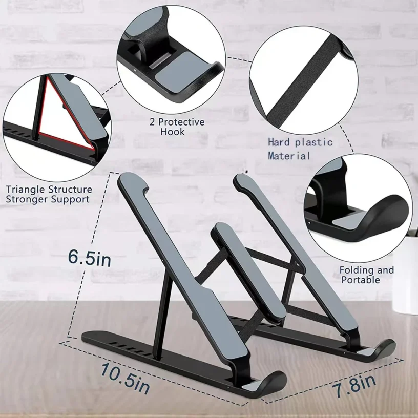 Foldable Laptop Stand Adjustable Support Base Notebook Stand for Macbook Pro Non-slip Riser Cooling Bracket for Laptop & Tablet - Gambar 6