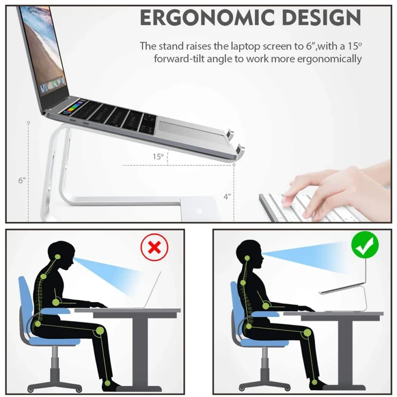 Laptop Stand Holder Ergonomic Aluminum Laptop Computer Stand For 10-15.6” Laptops Portable Laptop Stand Holder - Gambar 3