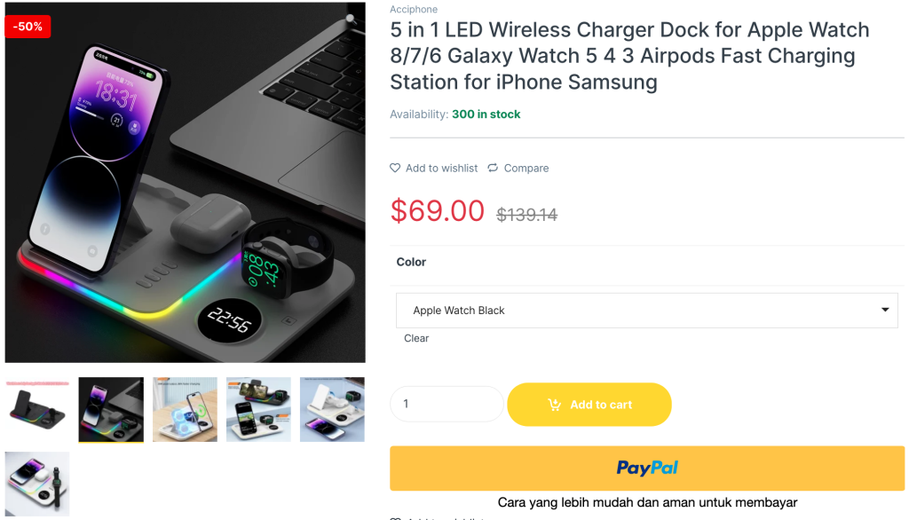 Wireless Charger Dock LED 5 In 1